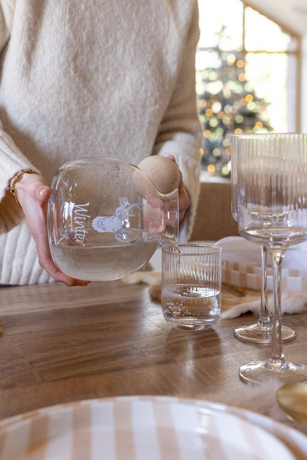 J-Line kan hert - glas - wit/naturel
