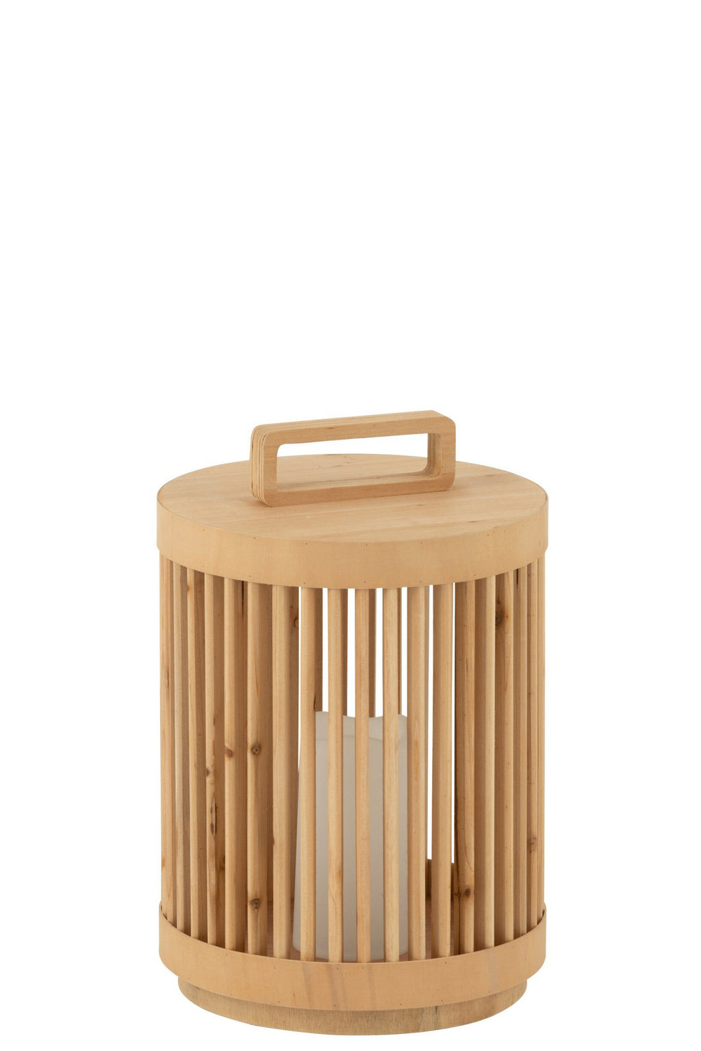 J-Line lamp Cylinder - sparhout - naturel - large - LED lichtjes