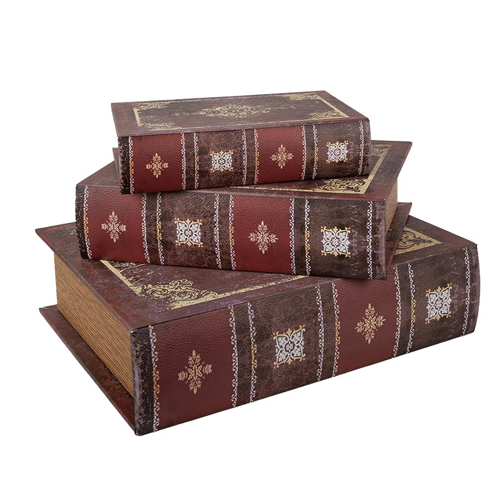 Opbergdoos Set van 3 Boeken 27/22/17 cm Bruin Hout
