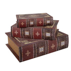 Opbergdoos Set van 3 Boeken 27/22/17 cm Bruin Hout