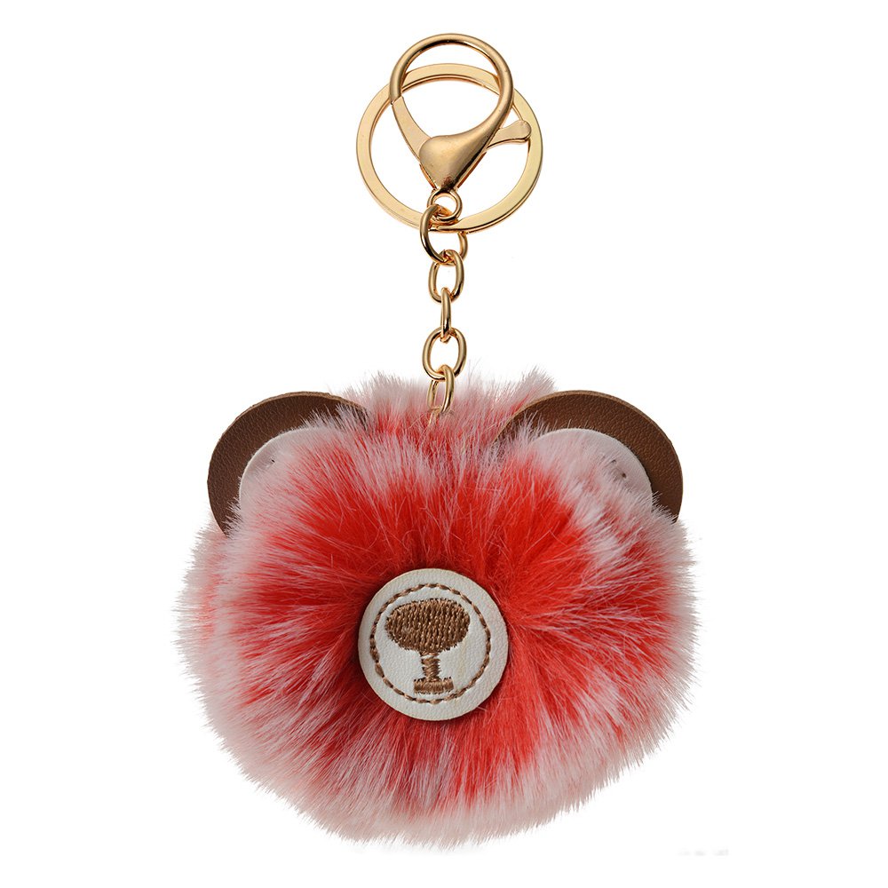 Sleutelhanger Pompom Rood Synthetisch Beer