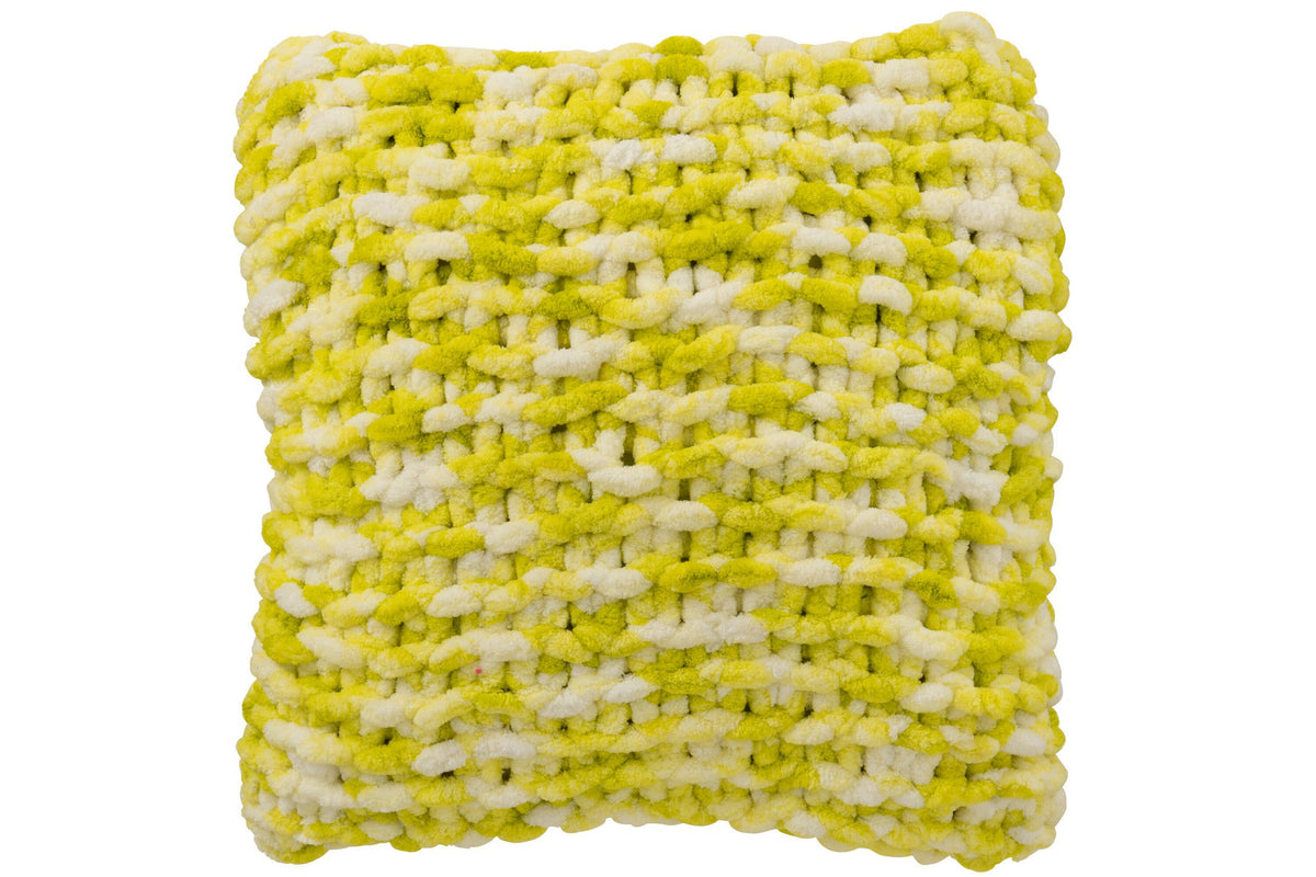 J-Line kussen Gebreid - polyresin - wit/groen