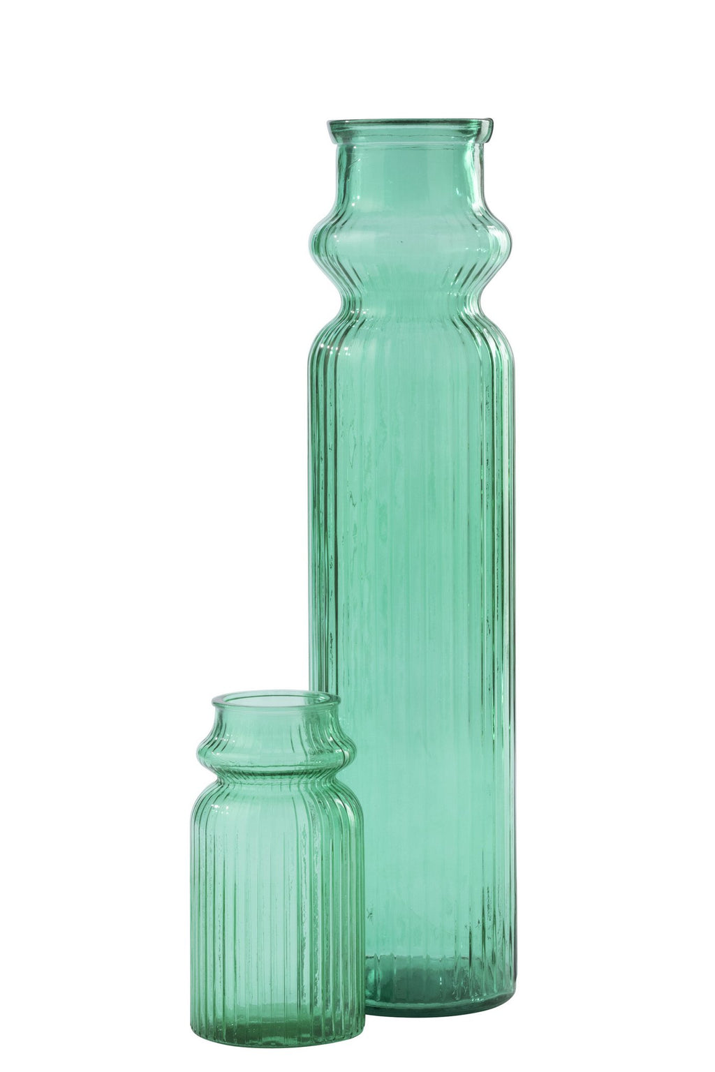 J-Line vaas Gestreept - glas - smaragdgroen