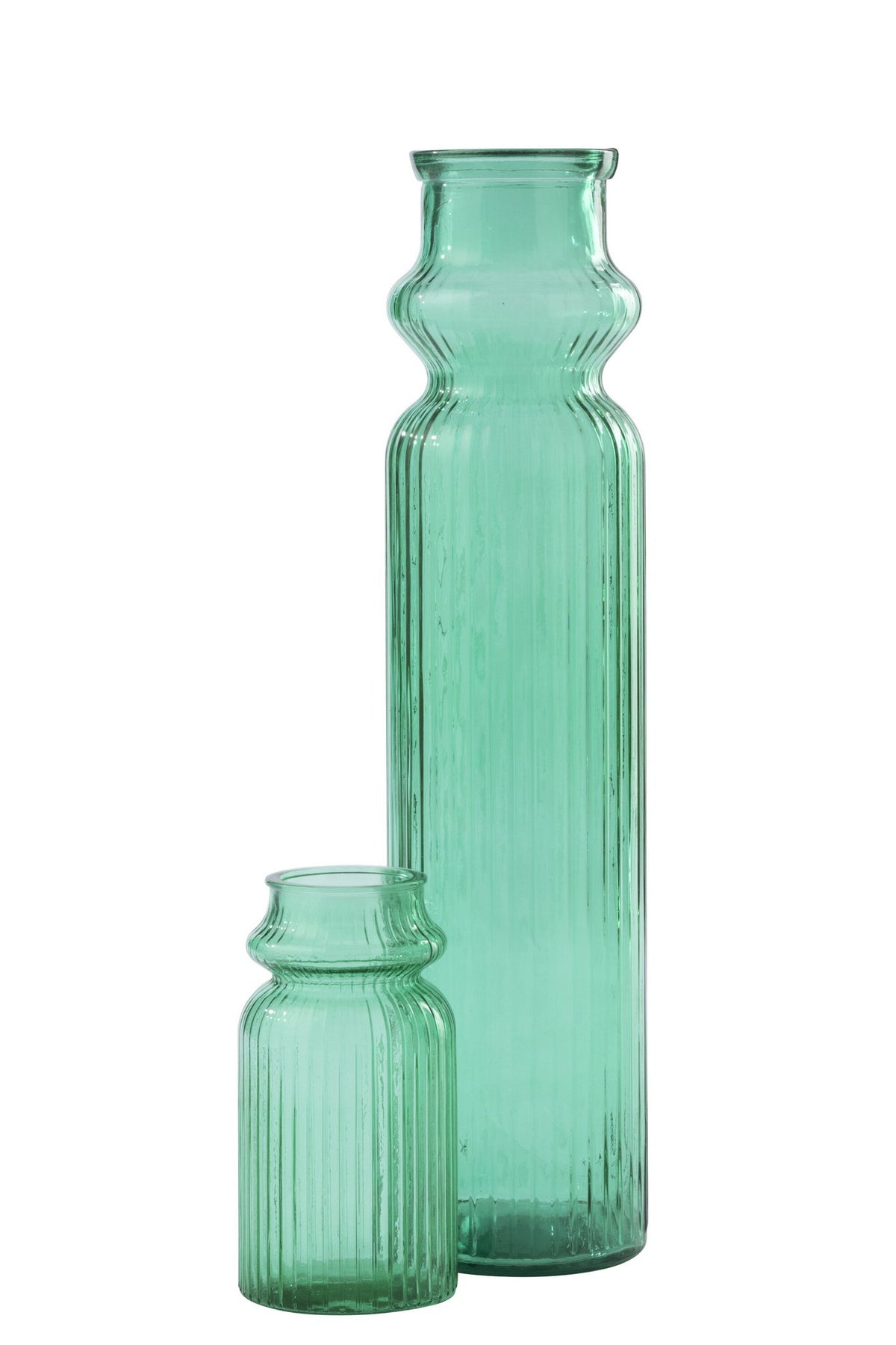 J-Line vaas Gestreept - glas - smaragdgroen