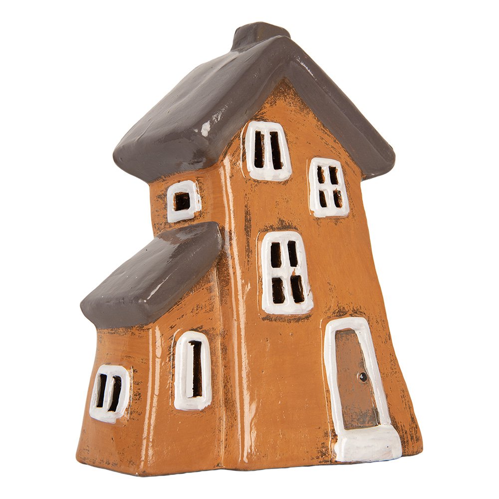 Waxinelichthouder Huis 16x11x22 cm Oranje Keramiek