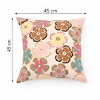 Katoenen kussen met print - Retro bloemmotief - 45 x 45 cm