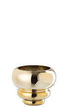 J-Line theelichthouder/vaas Julia - glas - goud - Ø 15.5cm