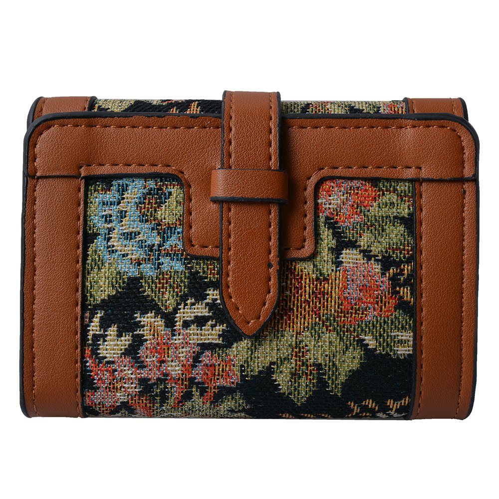 Portemonnee 14x10 cm Zwart Polyester Bloemen
