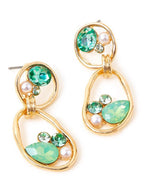 Groene cabochon traanaccent – ​​goudkleurig verguld – veilige post terug