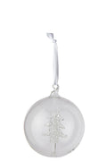 J-Line Kerstbal met boom - glas - transparant