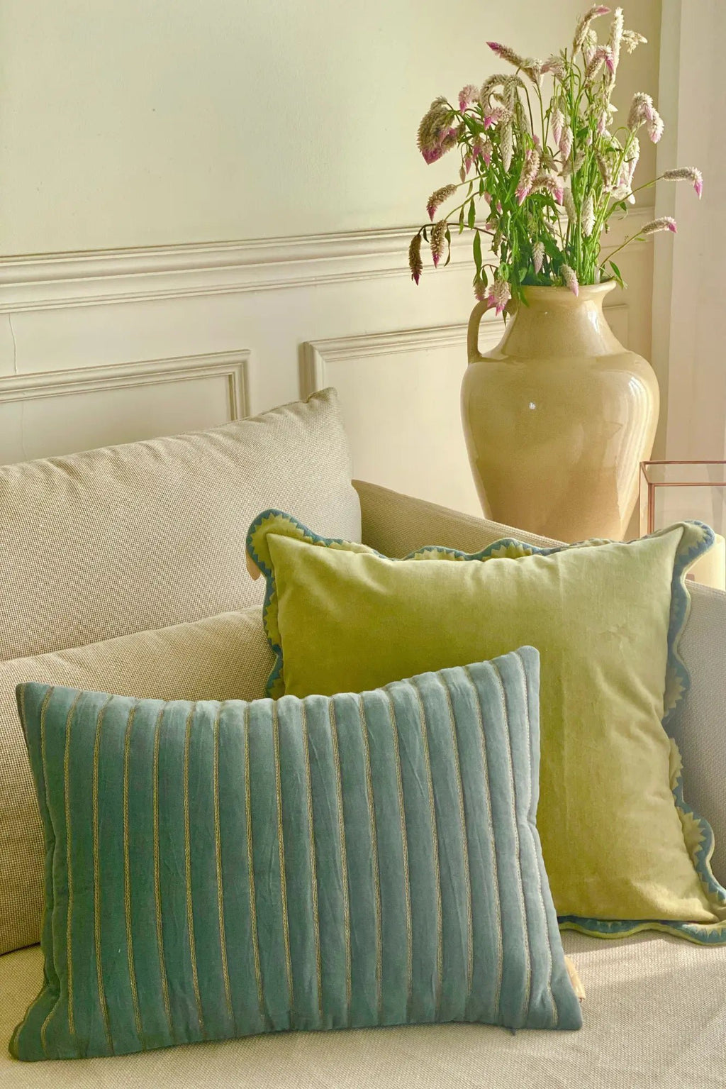 Kussenhoes | Mirage Scallop Moss Green Kussenhoes van Sanctuary Living