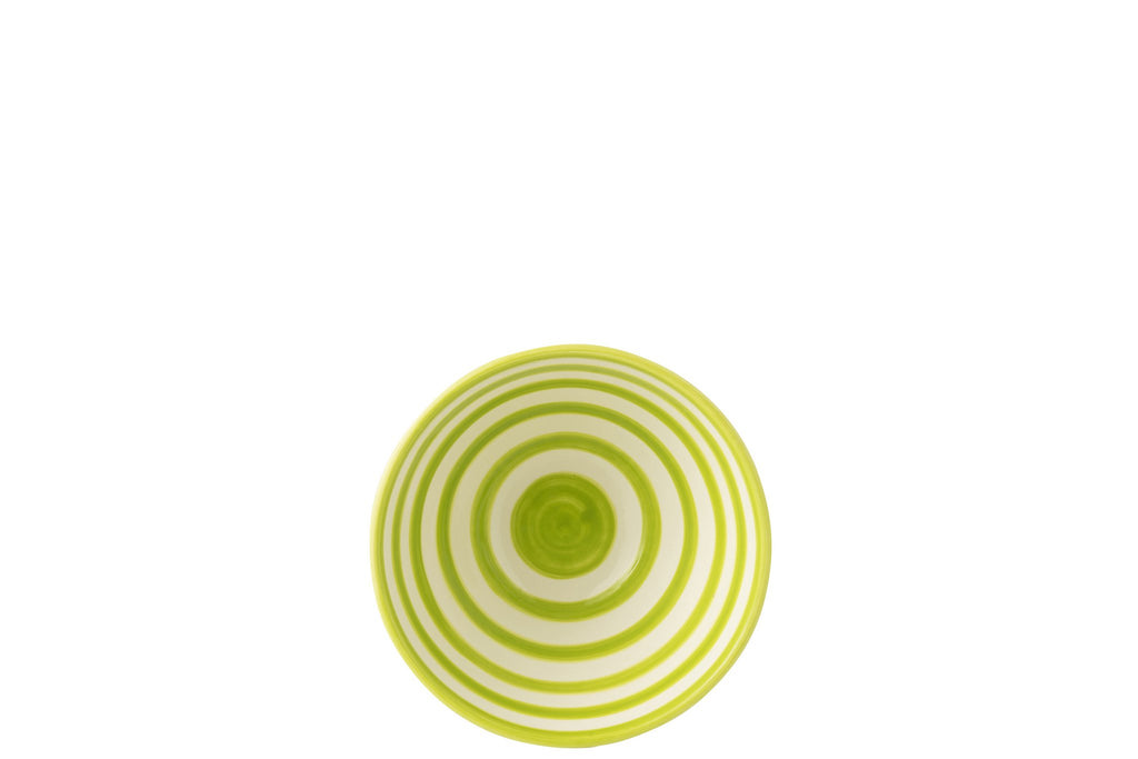 J-Line kom Granada Stripes High - keramiek - wit/groen - medium