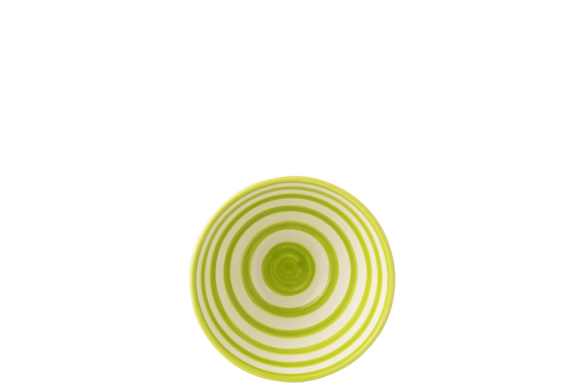 J-Line kom Granada Stripes High - keramiek - wit/groen - medium