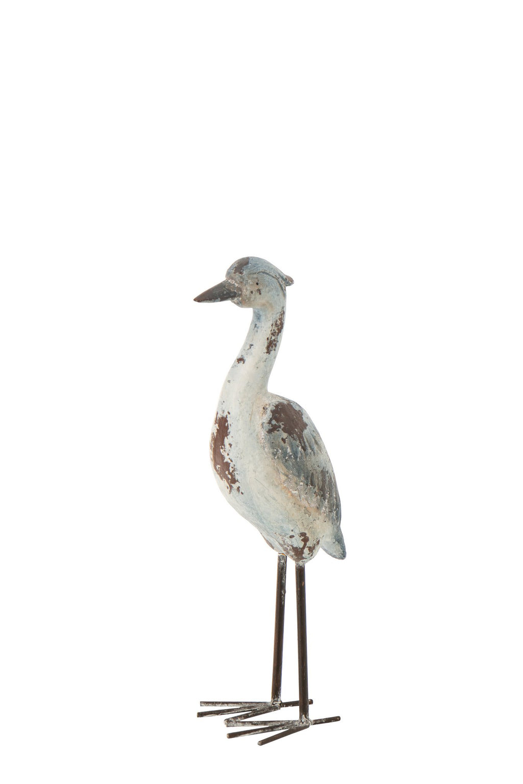 J-Line decoratie Vogel Antiek - polyresin - blauw/wit - S