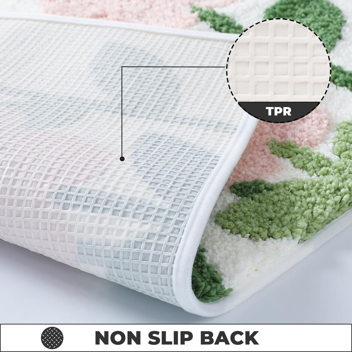 Abstract schattig babyroze antislip wasbaar bad- en deurmatkleed voor thuis | Sneldrogend vloerdecor, meerdere maten
