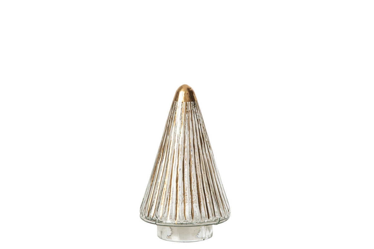 J-Line Kerstboom - glas - goud/transparant - S