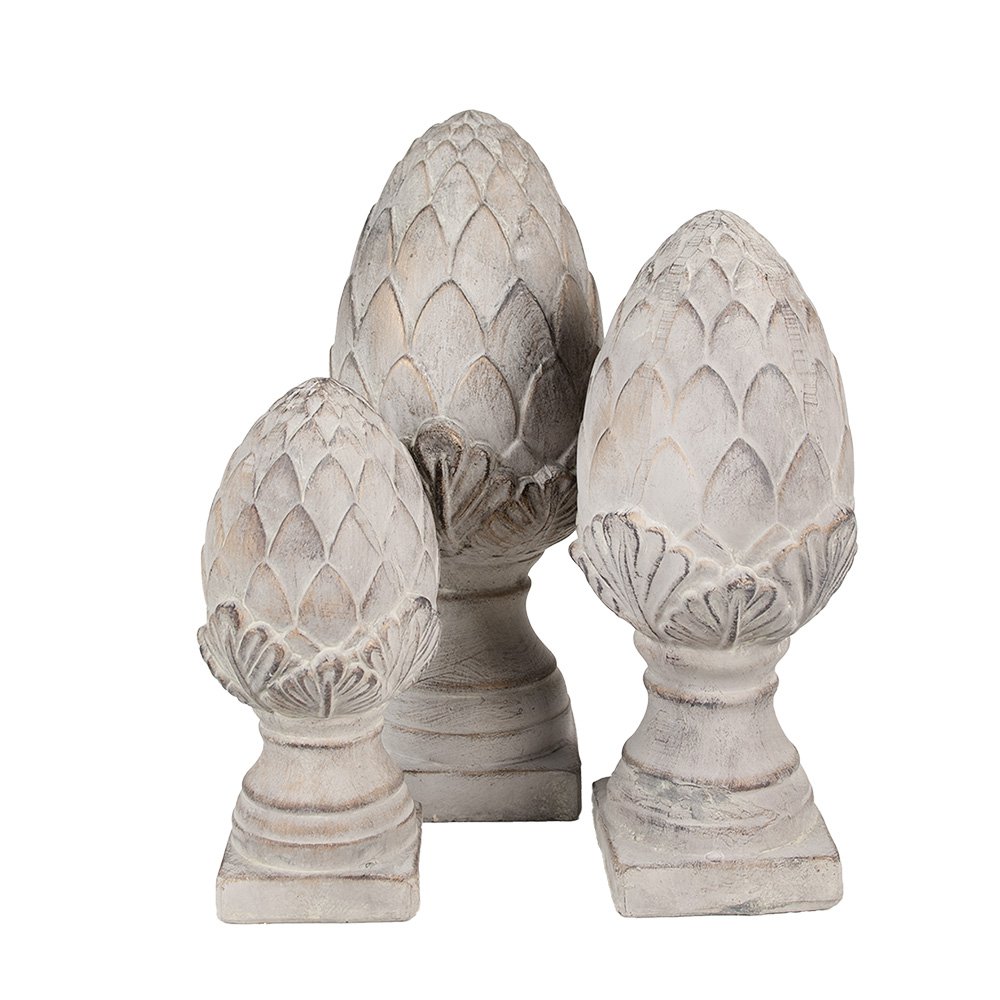 Decoratie Beeld Dennenappel Ø 14x33 cm Grijs Keramisch materiaal