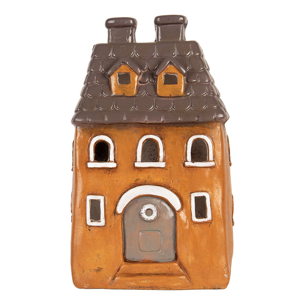 Waxinelichthouder Huis 23x17x37 cm Oranje Keramiek