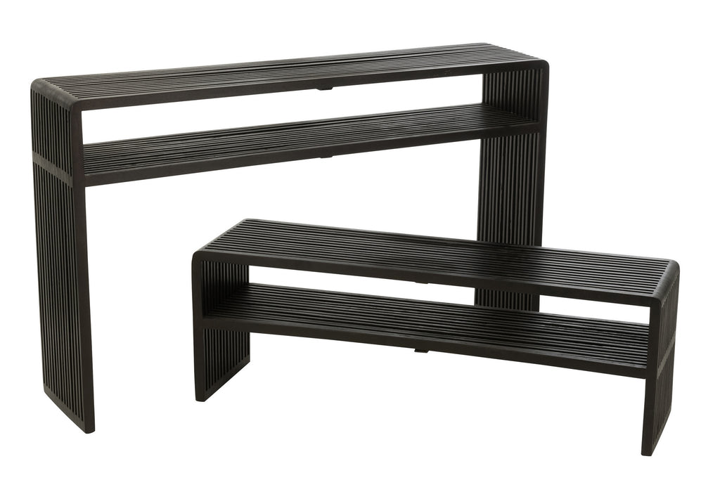 J-Line console Met Schap - hout - zwart - set van 2