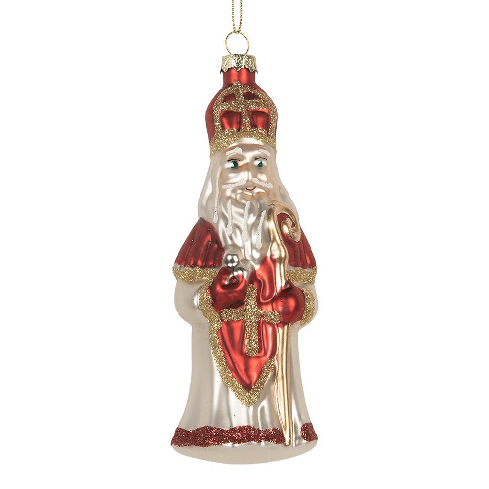 Kersthanger Kerstman 5x5x15 cm Rood Glas