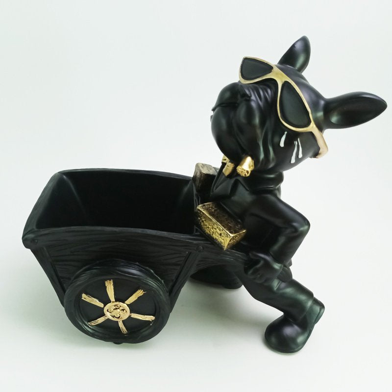 Polyresin handkar hond zwart