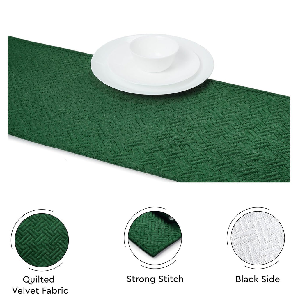 Eettafelloper – Gewatteerd fluweel, machinewasbaar – 32x150 cm