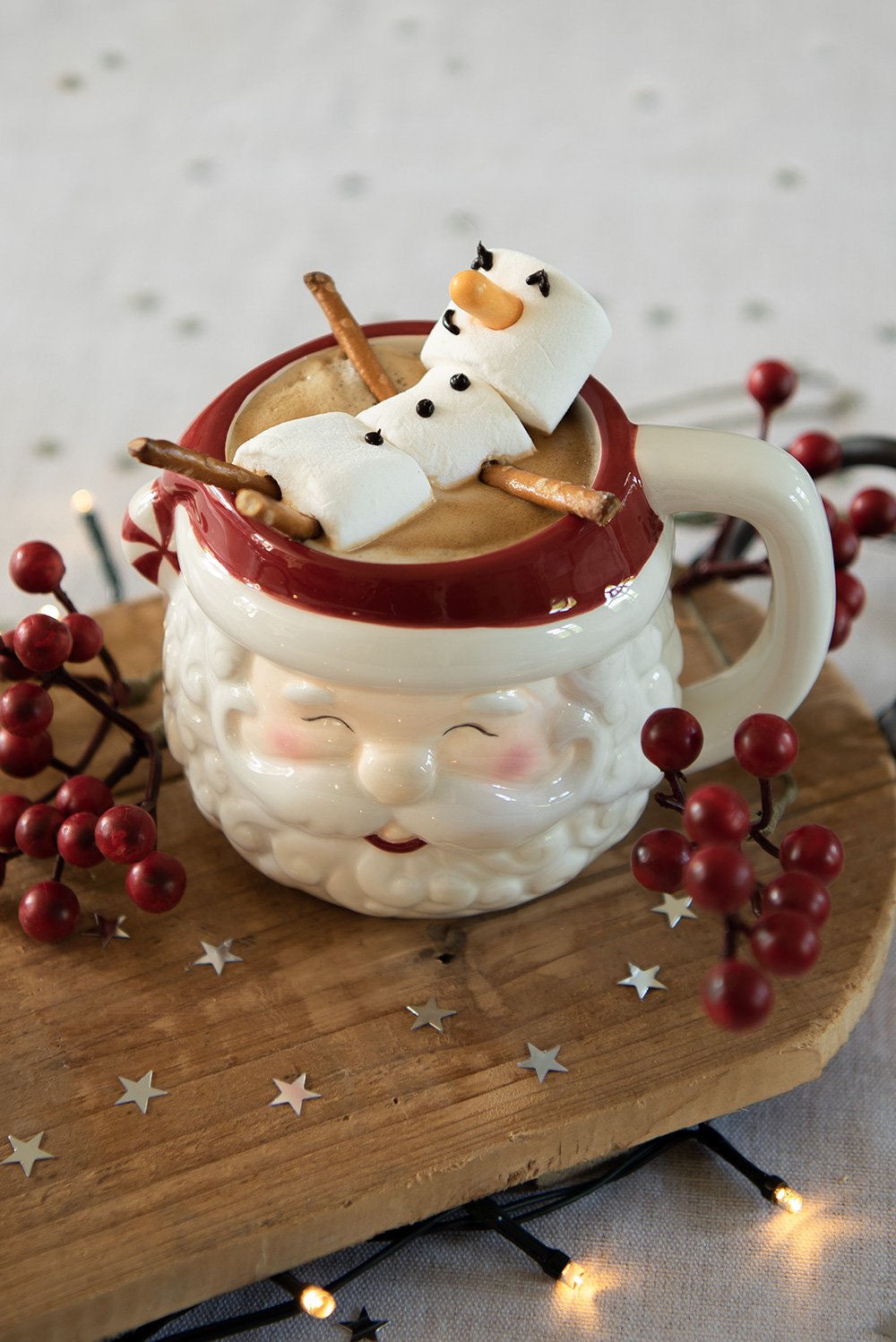 Mok Kerstman 450 ml Wit Rood Keramiek Theemok