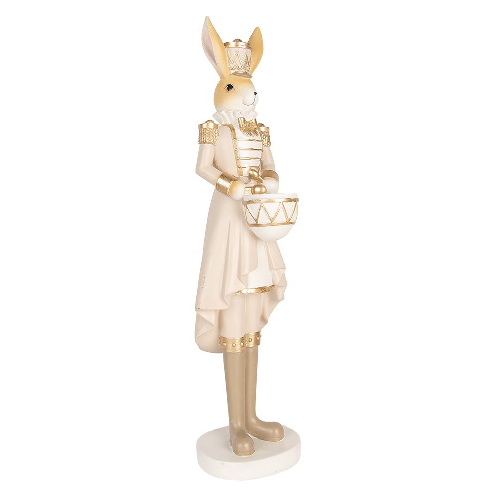 Decoratie Beeld Konijn 47 cm Beige Goudkleurig Kunststof