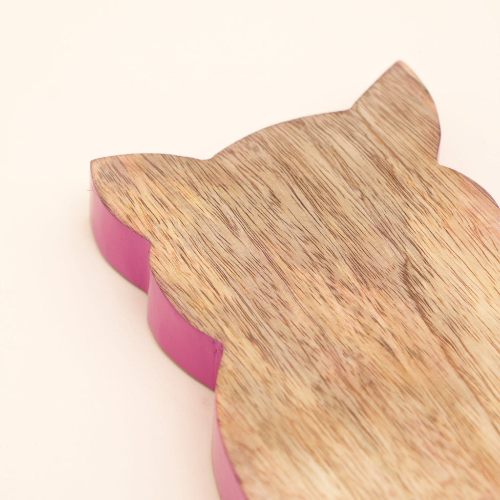 Cat Mangohouten Serveerplank Gele Rand Kaasbakje