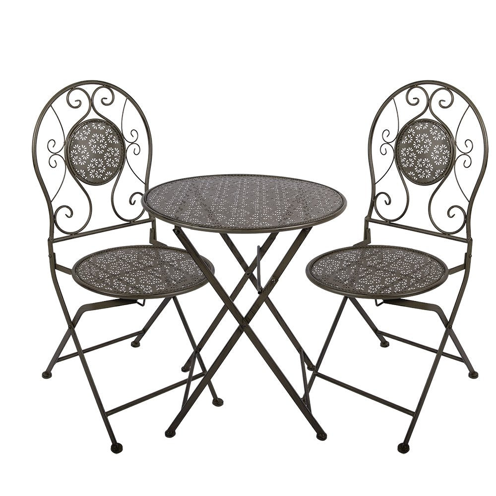 Bistroset Bistrotafel Bistrostoel 3-delig Ø 60x71 / 50x40x93 cm Groen Metaal