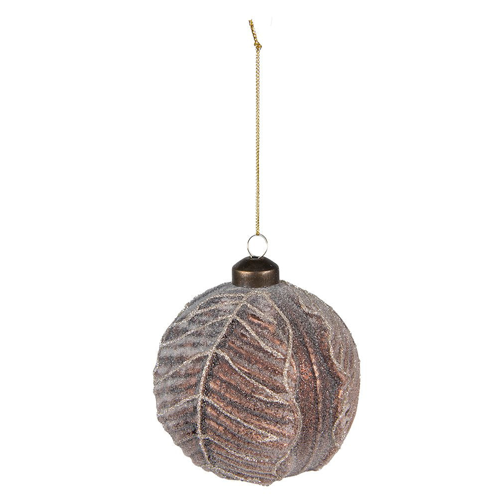 Kerstbal Set van 2 Ø 10 / Ø 8 cm Bruin Glas Kerstboomversiering
