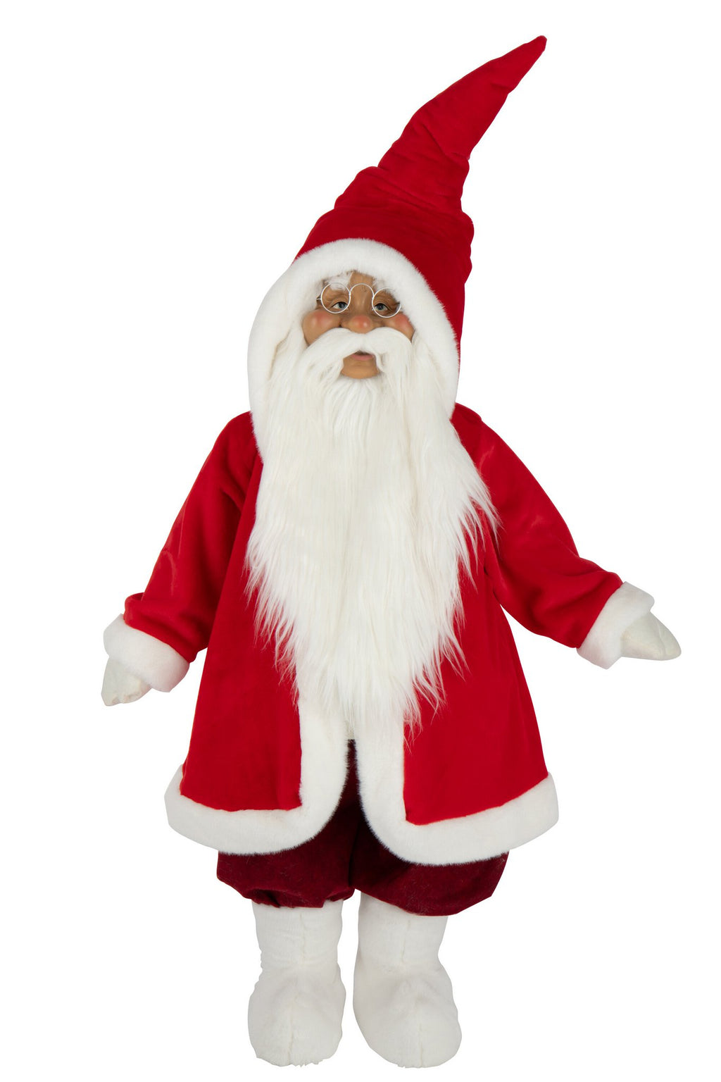 J-Line figuur Kerstman Bril - polyresin - wit/rood - L
