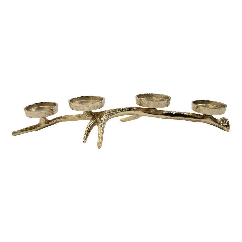 Theelicht Standaard gewei 4 goud 8x43x19cm