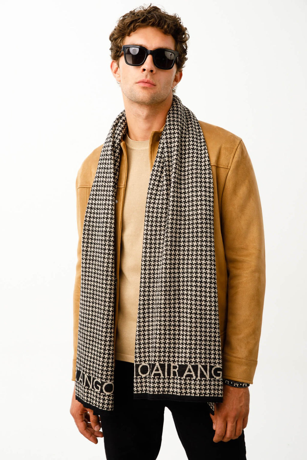 Mannen Gordion sjaal zwart-beige