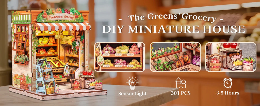 Cutebee, 3D DIY huisje, The Green Grocery, CWGC213, 16,2x15,8x20,6cm