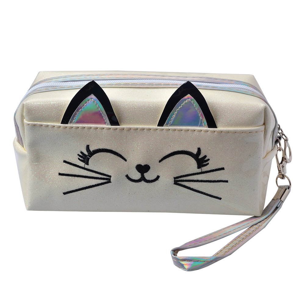 Toilettas Dames Kat 18x10 cm Wit Polyurethaan