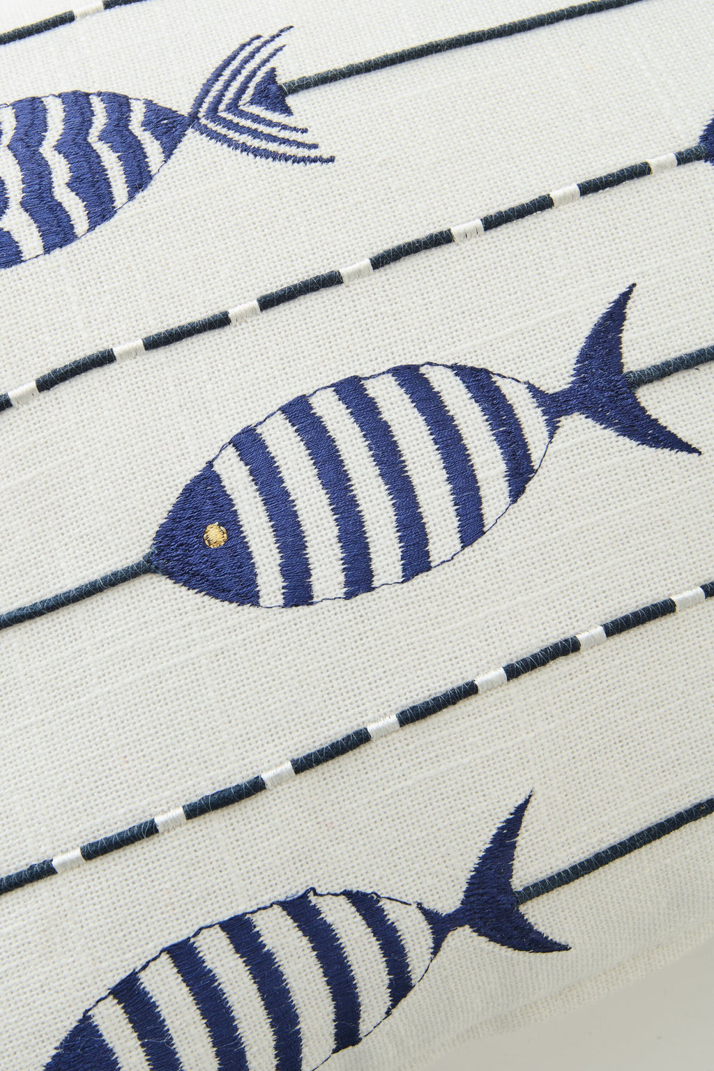 J-Line kussen Vis - katoen - wit/blauw
