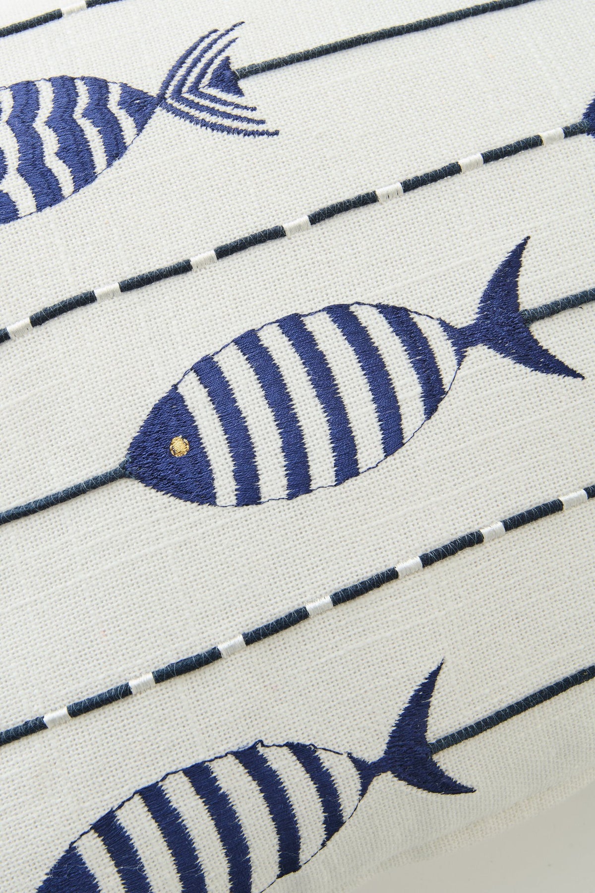 J-Line kussen Vis - katoen - wit/blauw