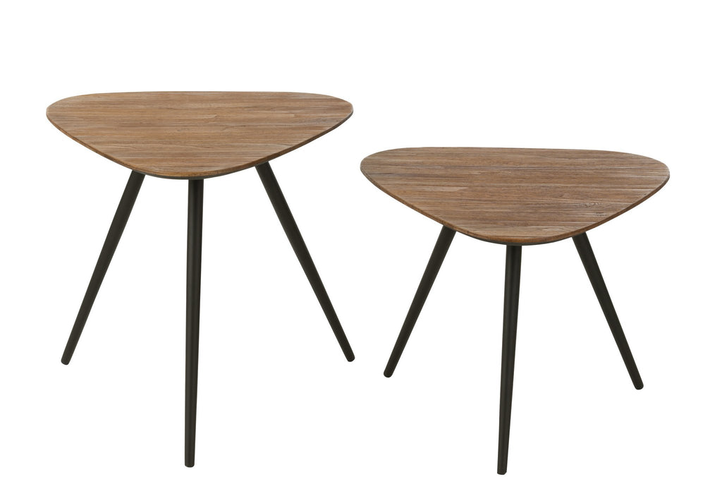 J-Line tafel Driehoek - hout/glas - naturel