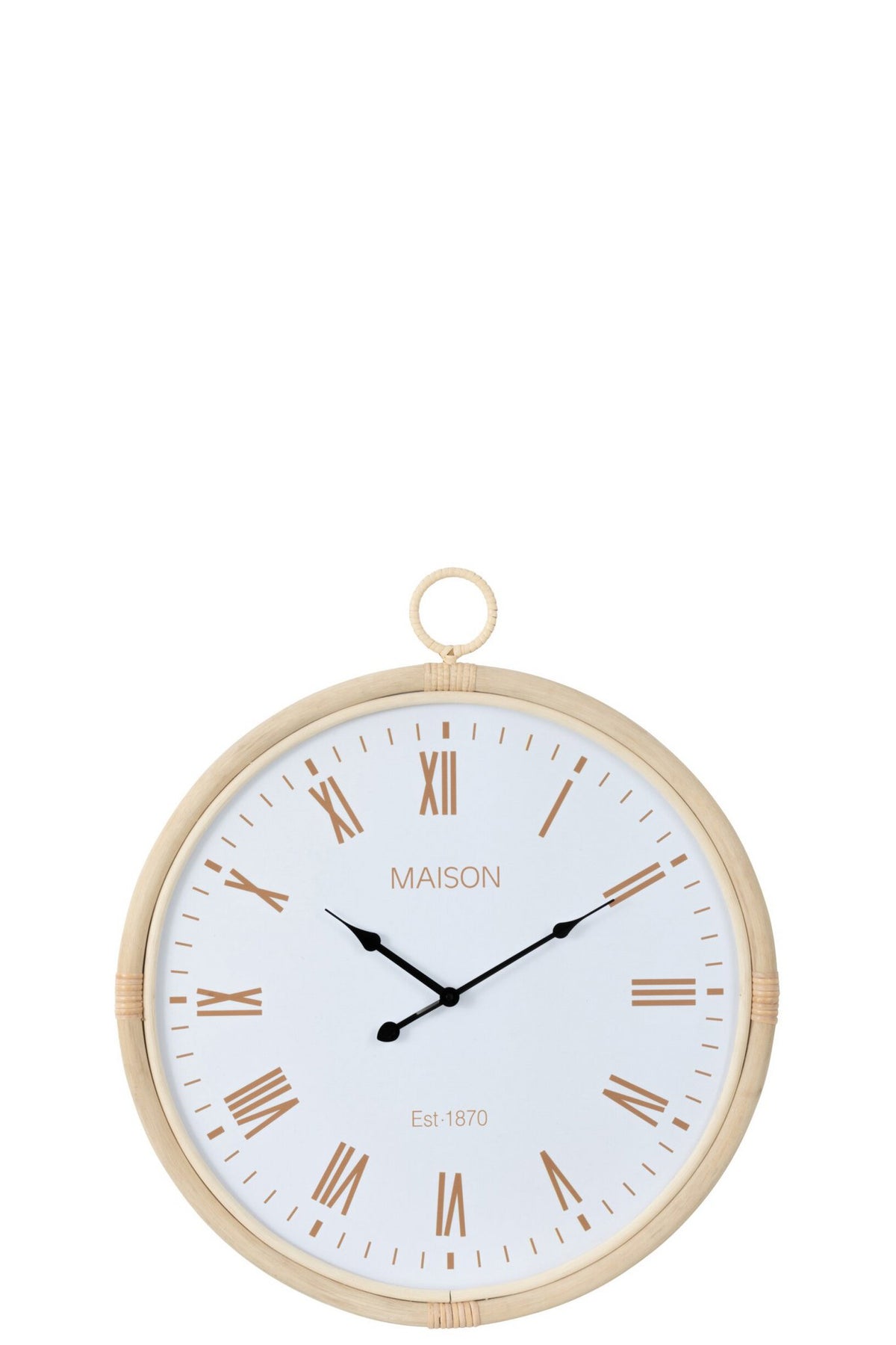 J-Line klok Kyr - jute - naturel/wit - medium - Ø 55.5 cm