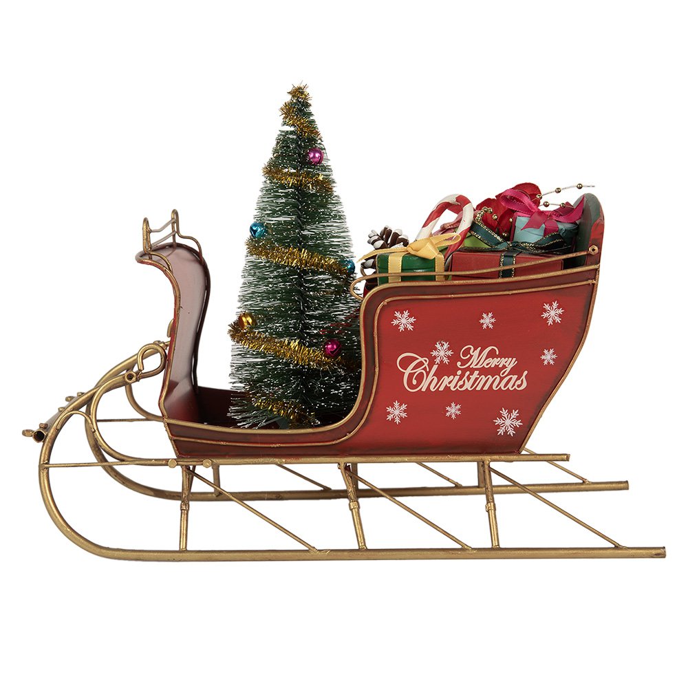 Kerstdecoratie Beeld Slee 30x15x22 cm Rood Metaal