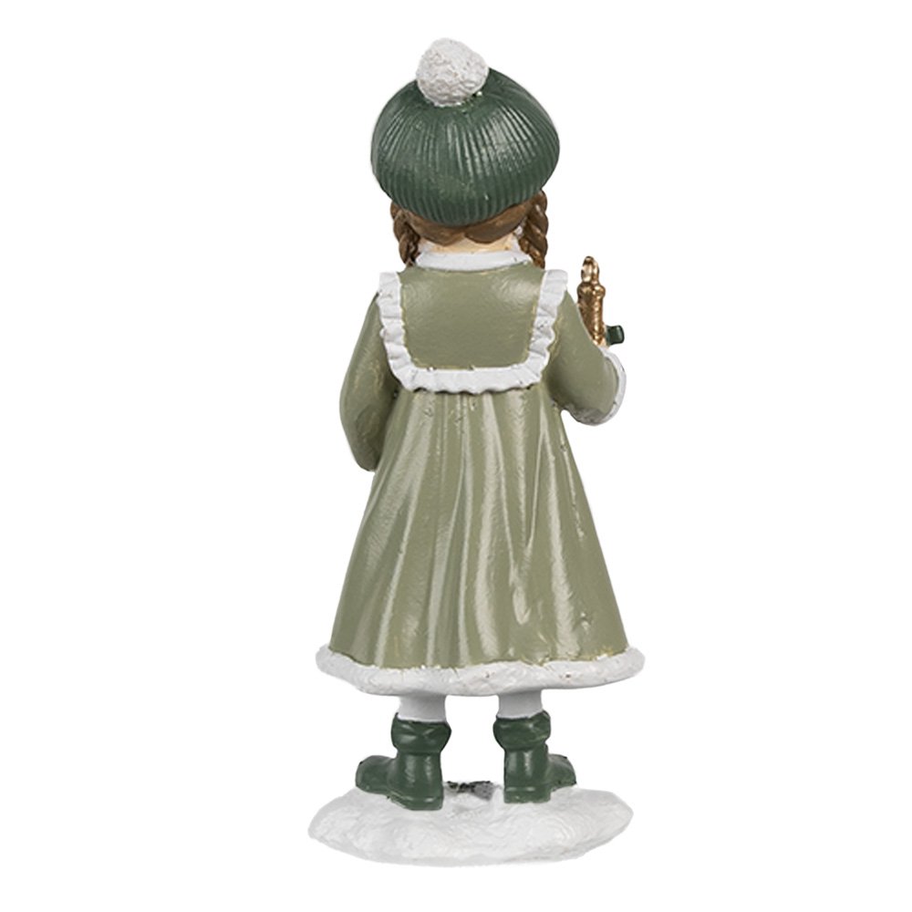 Decoratie Beeld Meisje 13 cm Groen Polyresin Kerstdecoratie