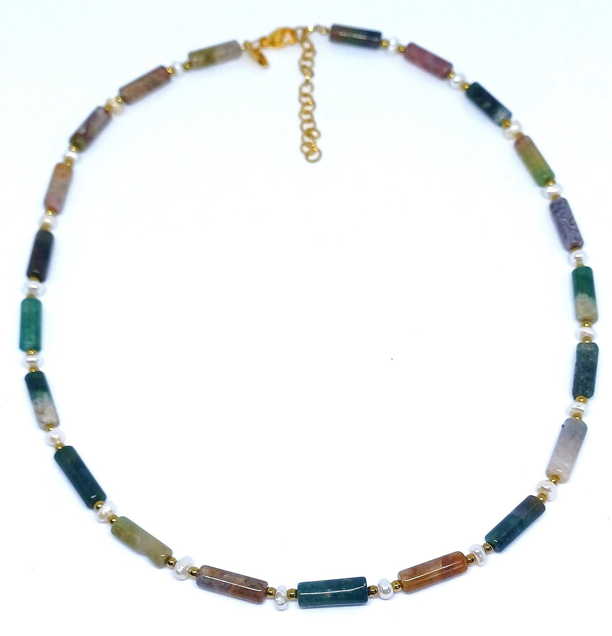 Ketting kolom edelsteen met zoetwaterparel
