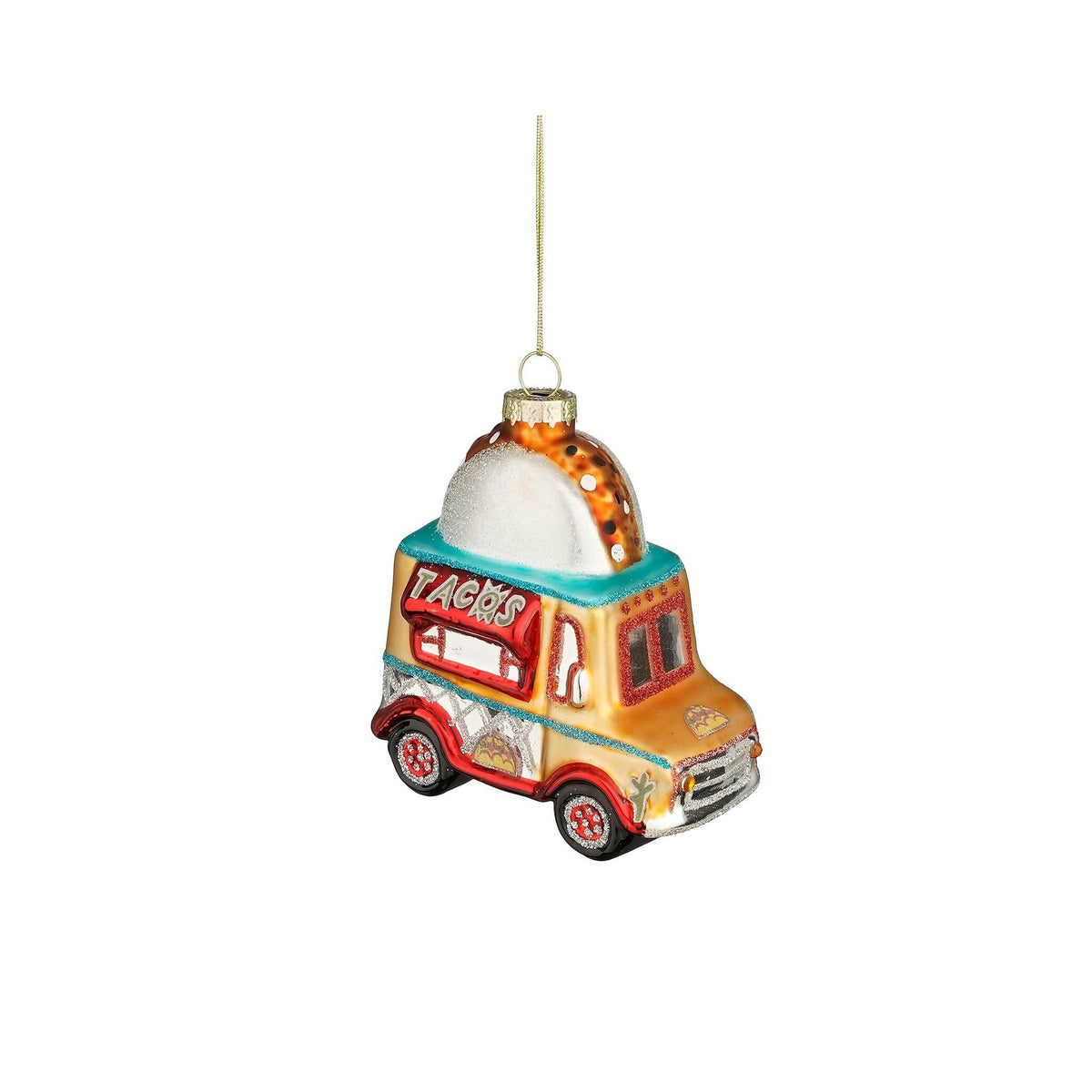 Festival ornament vrachtwagen glas goud