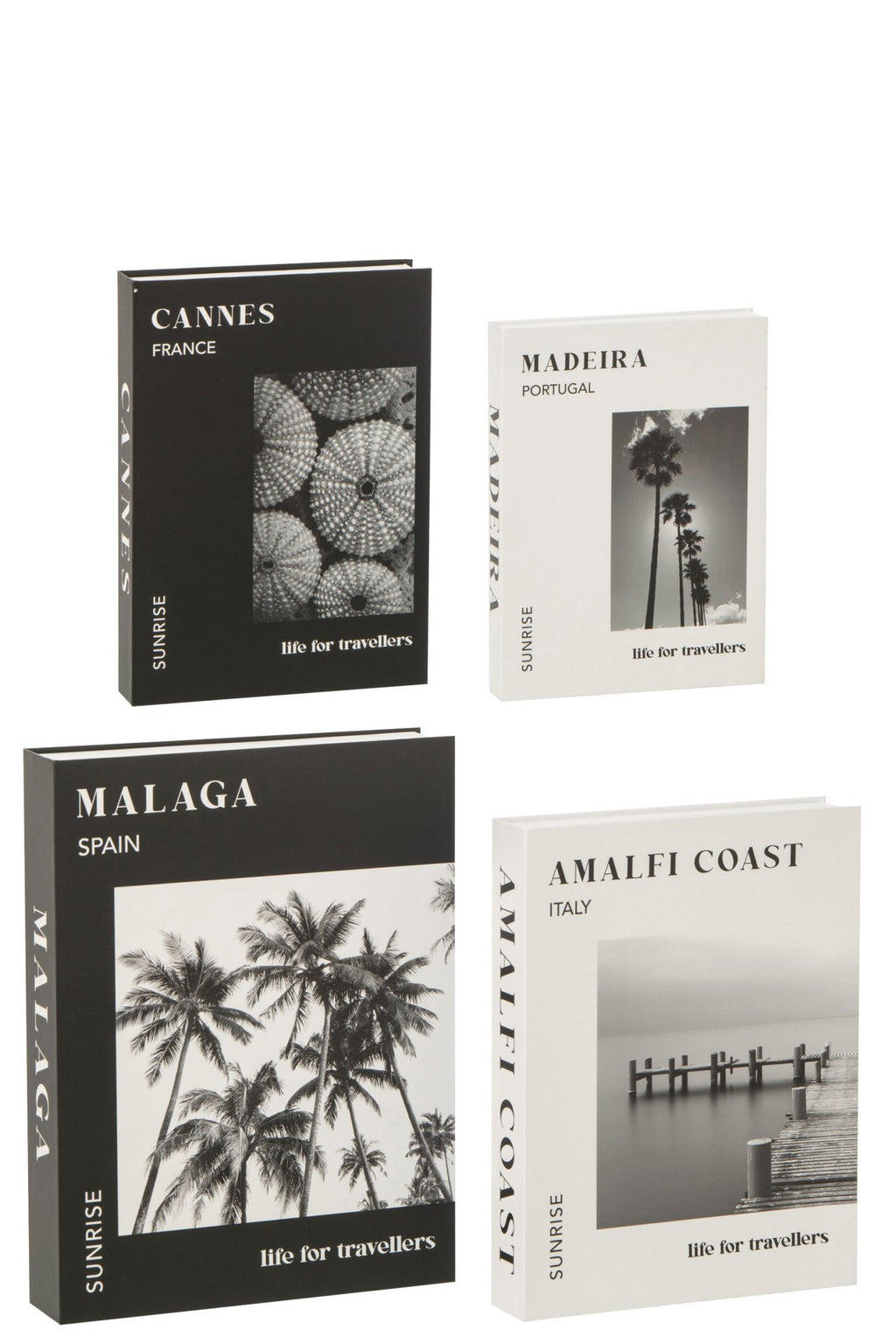 J-Line boekdoos - papier - wit/zwart - set van 4