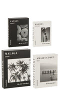 J-Line boekdoos - papier - wit/zwart - set van 4
