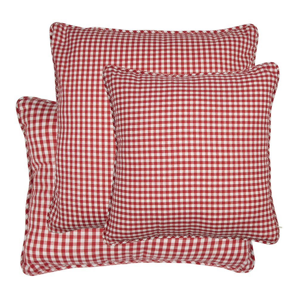Kussen katoen rood ruit 55x55cm