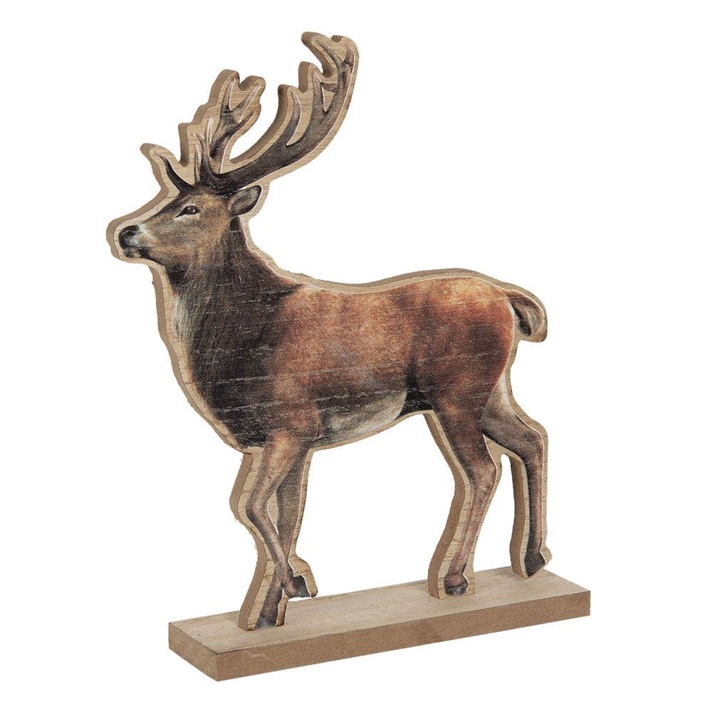 Decoratie Hert 22x5x26 cm Bruin Hout