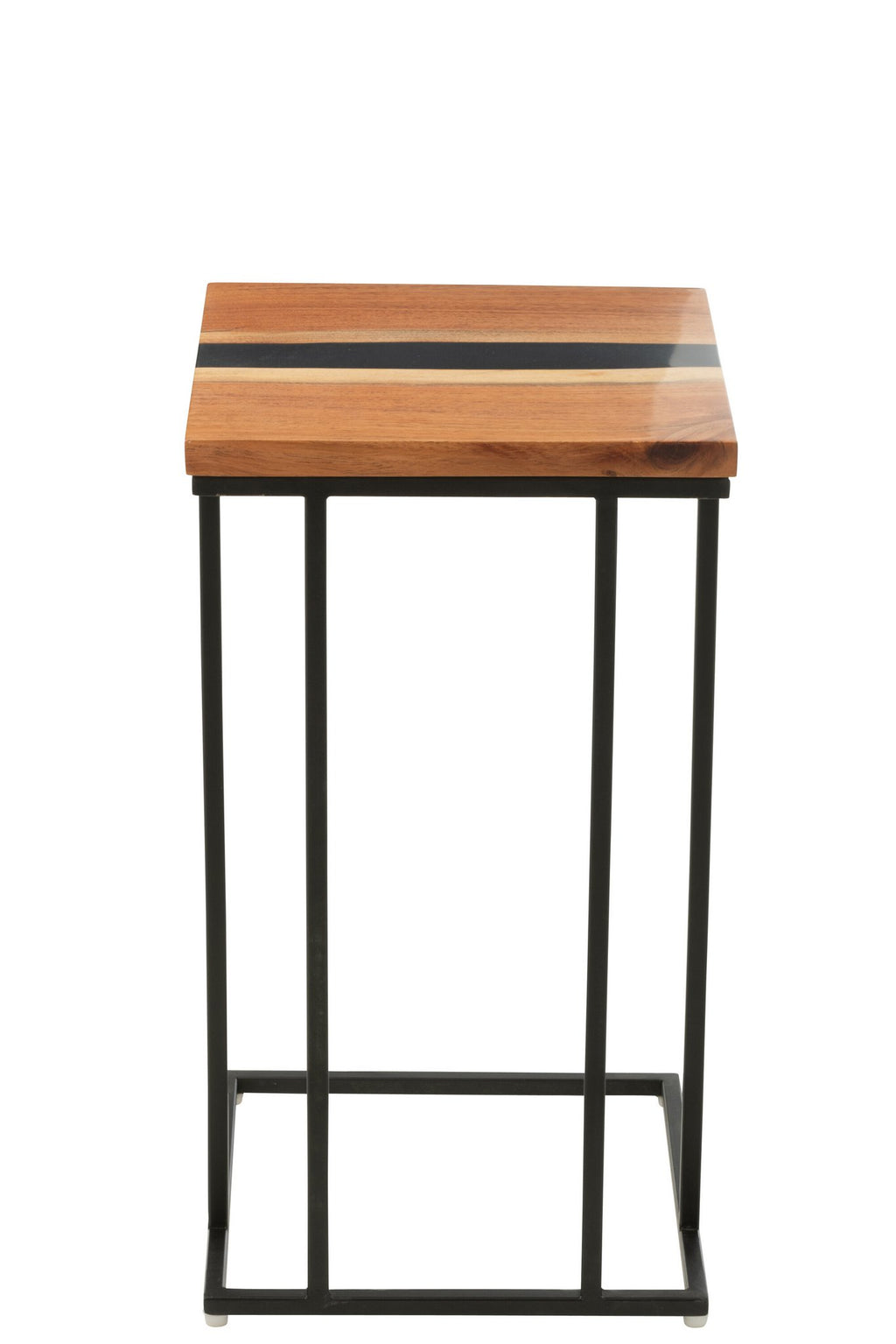 J-Line bijzettafel Vierkant - hout/epoxyhars - naturel/zwart