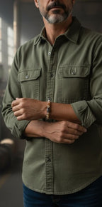 Heren armband Citrien met vlecht kraal
